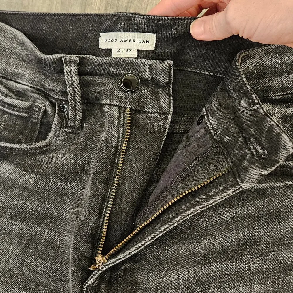 Good American Jeans Womens 4 / 27 Good Waist Crop‎ distressed High Rise Skinny